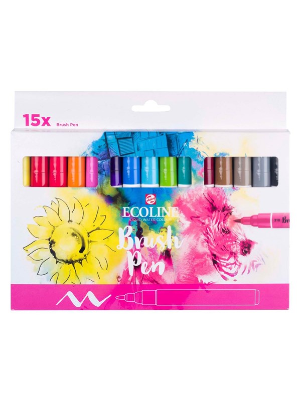 Bruynzeel Ecoline Brush Pen Set 15 Colors