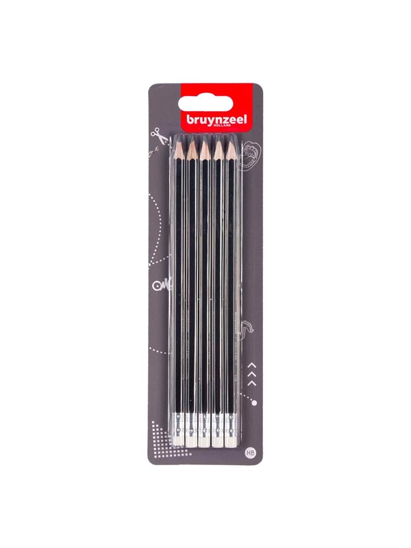 Bruynzeel Graphite Pencil Set 5 Hb Pencils with Eraser