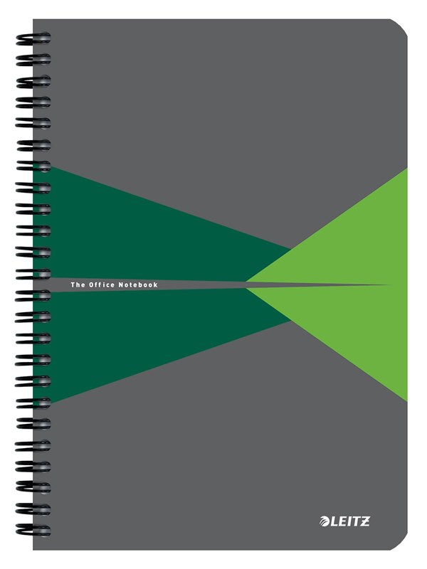 Leitz Office Notebook A5 linjerad, trådbunden med PP-omslag, grön
