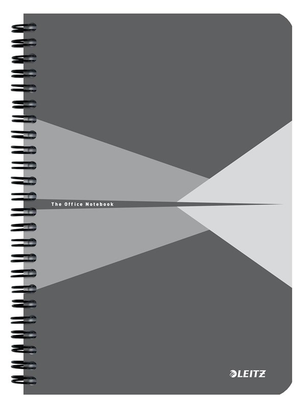 Leitz Office Notebook A5 rutad, trådbunden med kartongomslag, grå