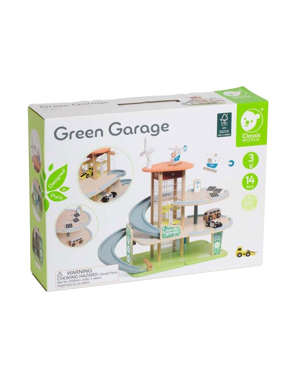 Classic World Wooden Sustainable Garage with Accessories 19pcs.