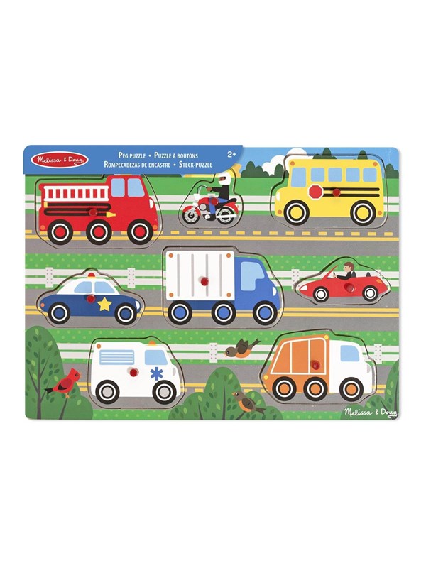 Produktfoto för Melissa & Doug Knoppussel 8-bitar (Fordon)