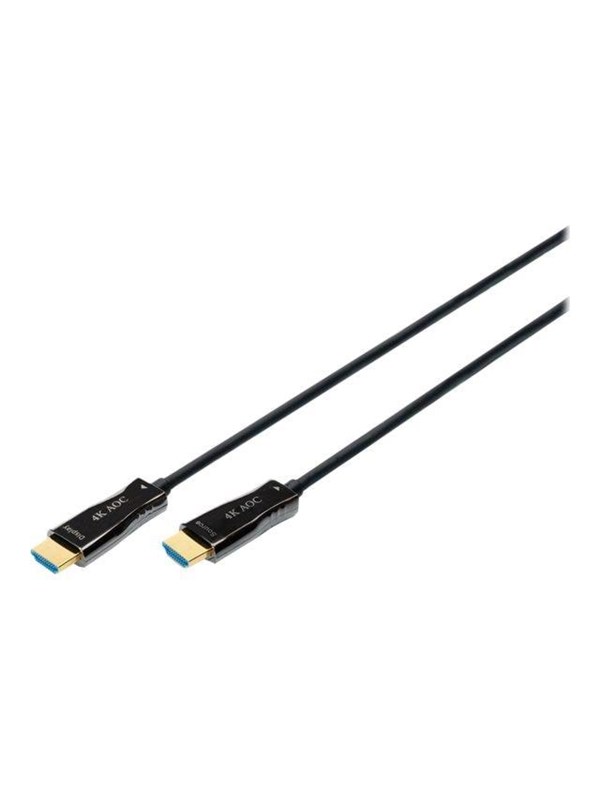 Produktfoto för DIGITUS - Premium hög hastighet - HDMI-kabel med Ethernet - HDMI hane till HDMI hane - 30 m - dubbelt skärmad - svart - stöd för 4K, hybrid aktiv optisk kabel