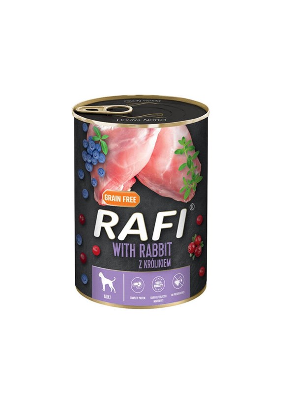 RAFI Spannmålsfritt våtfoder för hundar med kanin 400g