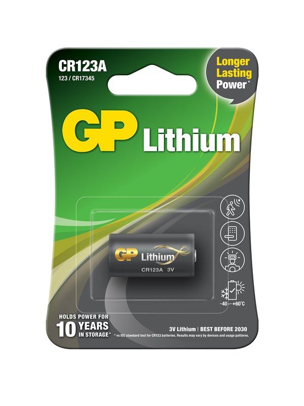 Produktfoto för GP Batteries Lithium 070CR123AEC1, Engångsbatteri, CR123A, Litium, 3 V, 1 styck, 1400 mAh