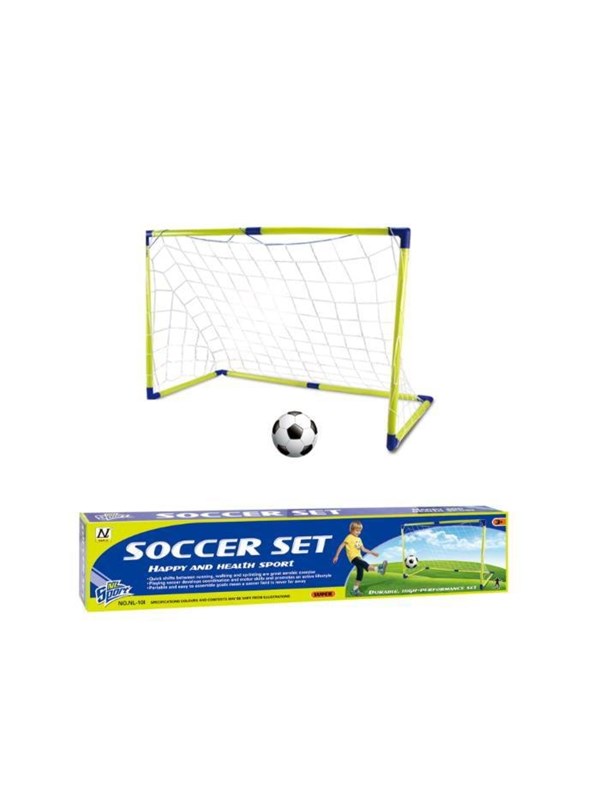 Masen Toys Fodboldmål m/bold &amp; pumpe blå/grøn 80x60x40cm