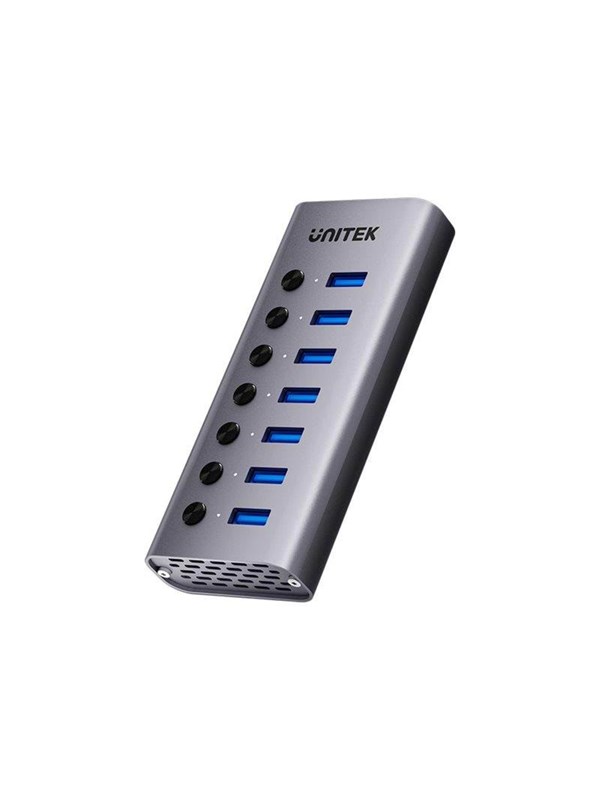 Unitek H1314A - hub - 7-in-1 individual switches - 7 ports USB Hub - USB 3.2 - 7 porte - Grey
