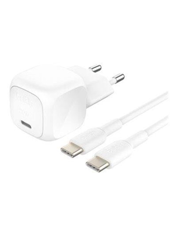 Belkin BoostCharge power adapter - compact - 24 pin USB-C - 20 Watt - with USB-C cable (1m)
