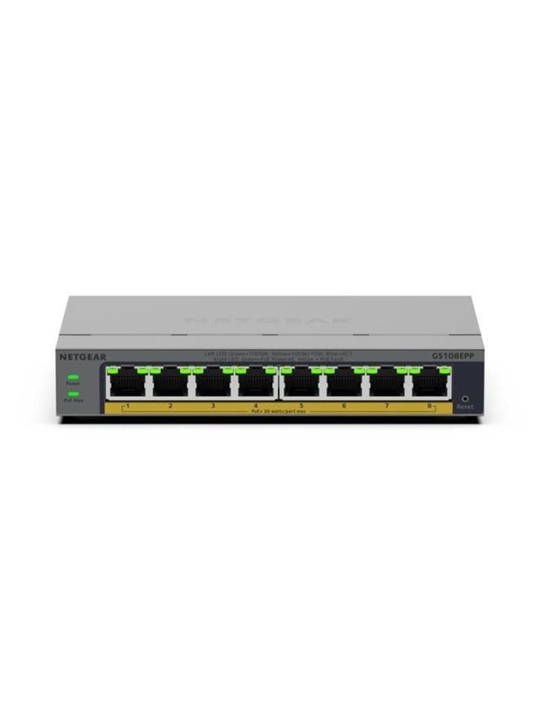 Netgear GS108EPP 8-Port Gigabit Ethernet Easy Smart High-Power PoE+ Switch (123W)