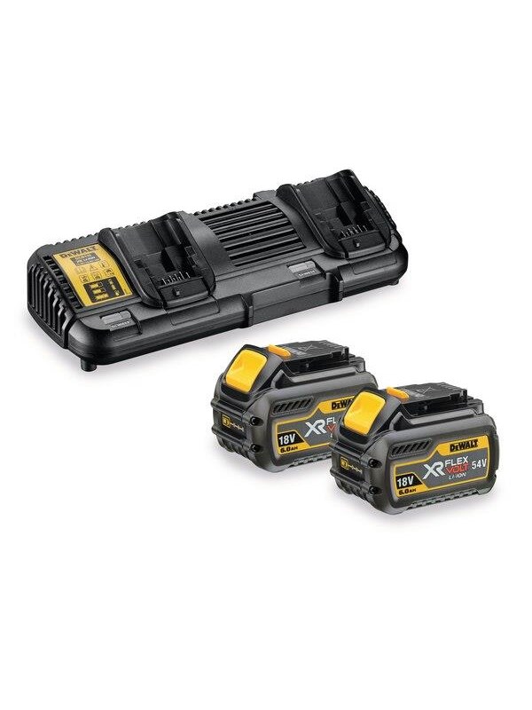 Produktfoto för DeWALT DCB132T2-QW, Set med batteri och laddare, Litium-Ion (Li-Ion), 4 Ah, 18 V, DeWalt, Svart, Gul