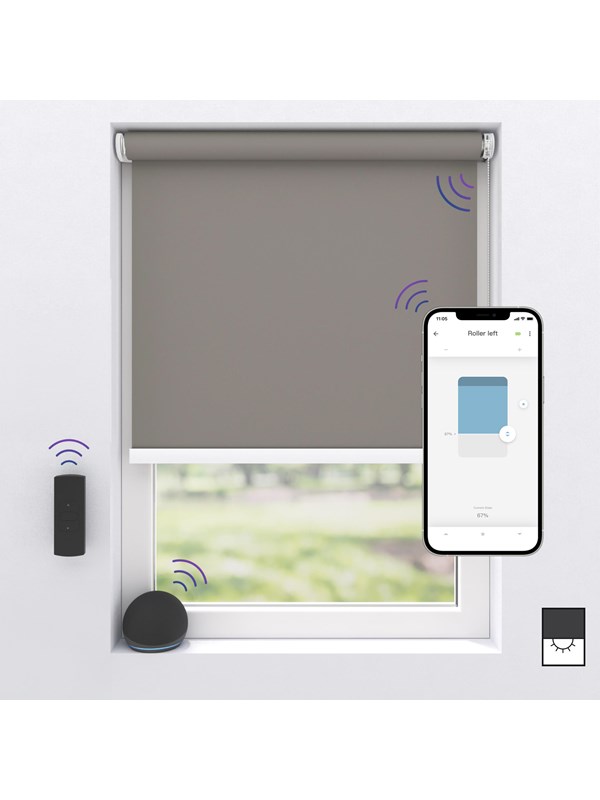 MotionBlinds Wireless Electric Black-Out Rollerblind 120x190cm - Grey