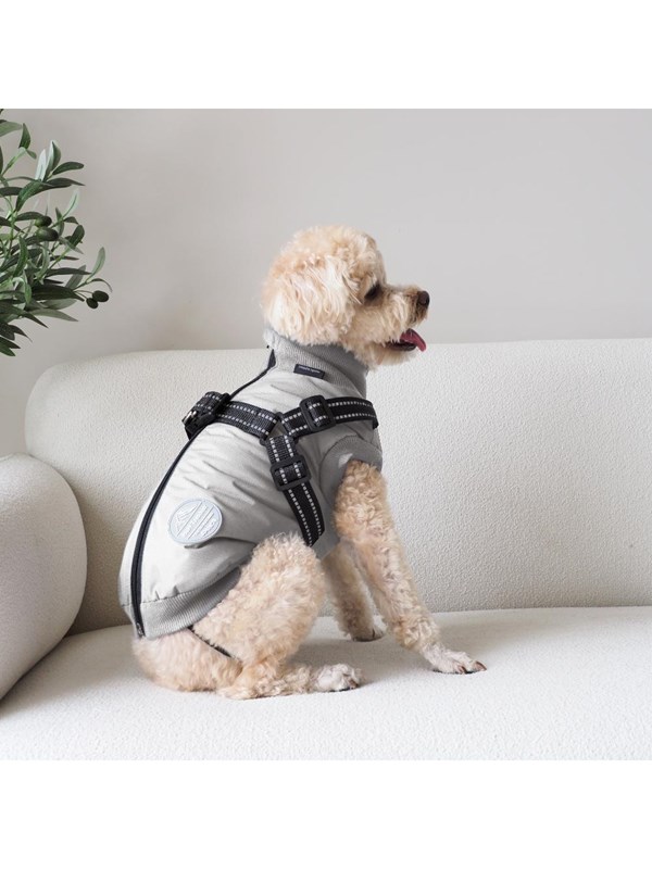 Nordic Paws - Dogcoat Thor with harness - Light Grey - 40 cm
