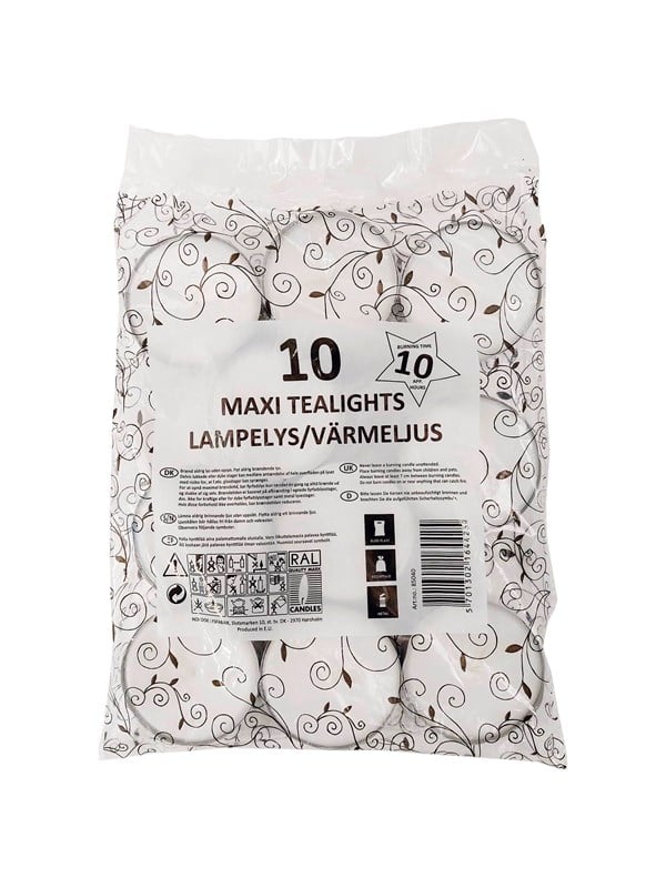 Asp-Holmblad Maxi värmeljus 10 timmar.