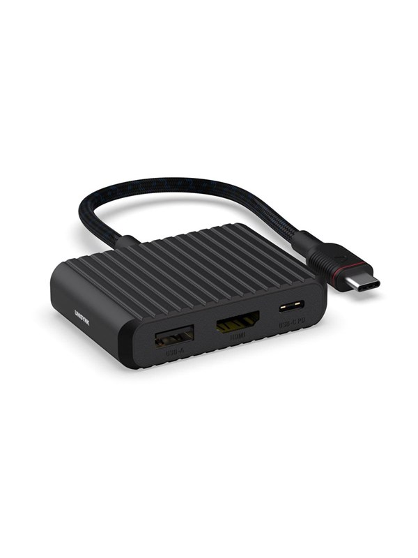 Unisynk 3 Port USB-C Hub V2 4K 60Hz 100W - Black
