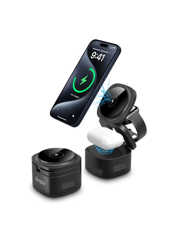 Energizer 3-In-1 Trådlös Laddningsstation - 65W USB-C PD