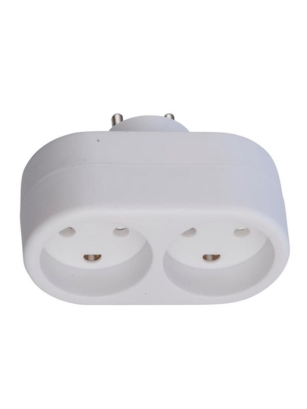 Produktfoto för E-line dubbelkontakt vit - Rund w/j, 230V/13A