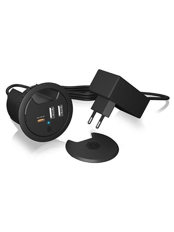 ICY BOX IB-HUB1407 - hub - 3 ports USB Hub - 3 porte - Svart