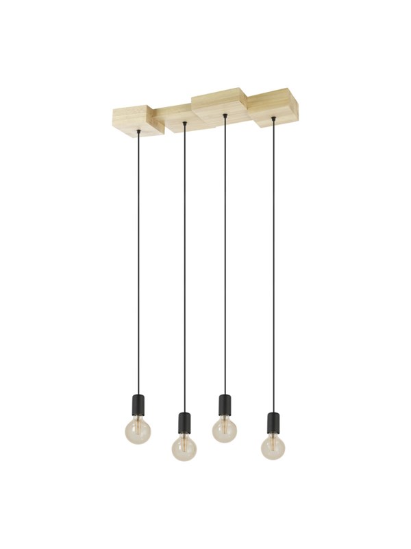EGLO HALKIN PENDANT 4L E27 SVART/TRÄ FSC