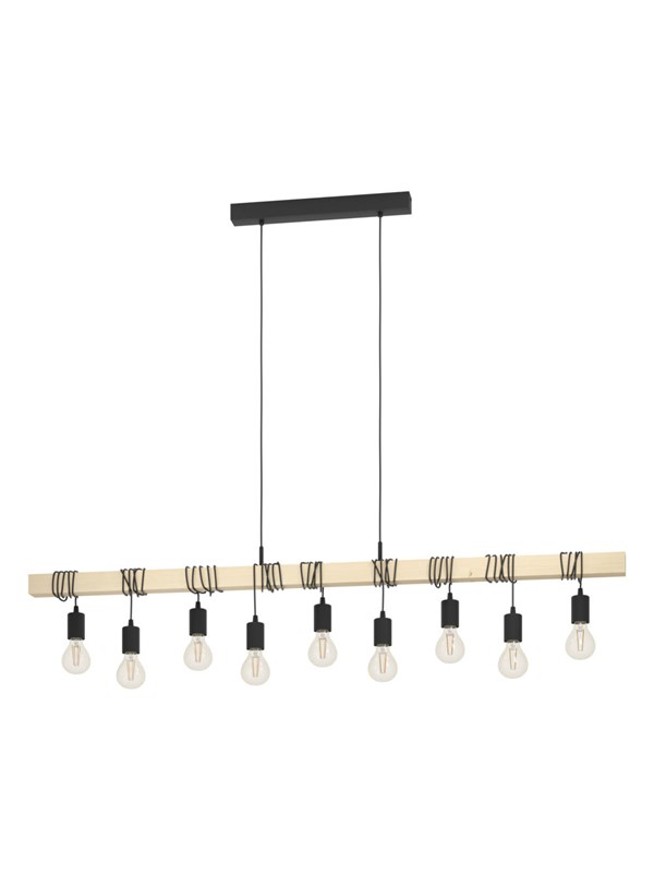 EGLO TOWNSHEND LÅNGBORD 9L SVART/TRÄ FSC