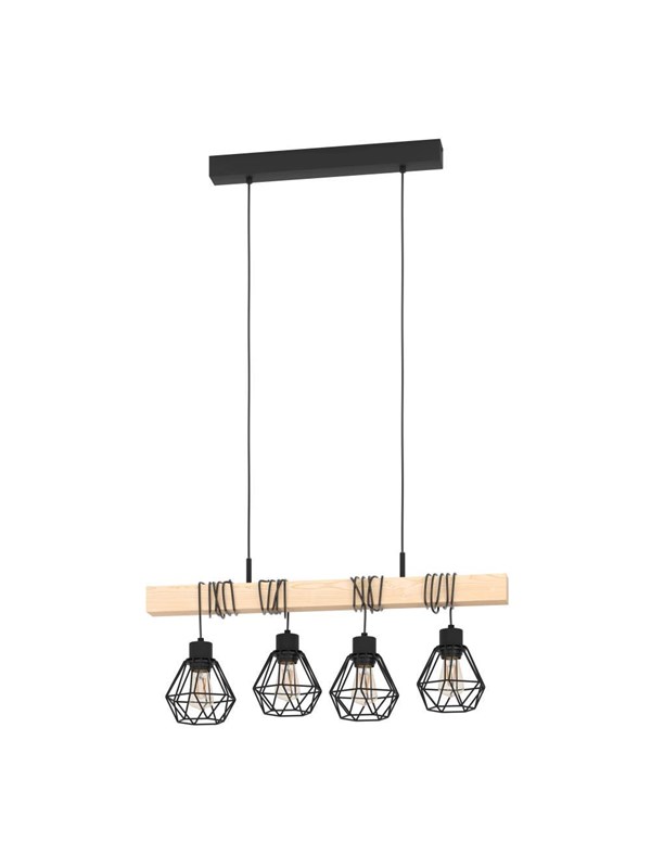 EGLO TOWNSHEND 5 LÅNGBORD 4XE27 L700 SVART/TRÄ