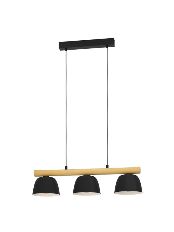 EGLO SHERBURN LÅNGBORD 3L E27 SVART/TRÄ FSC