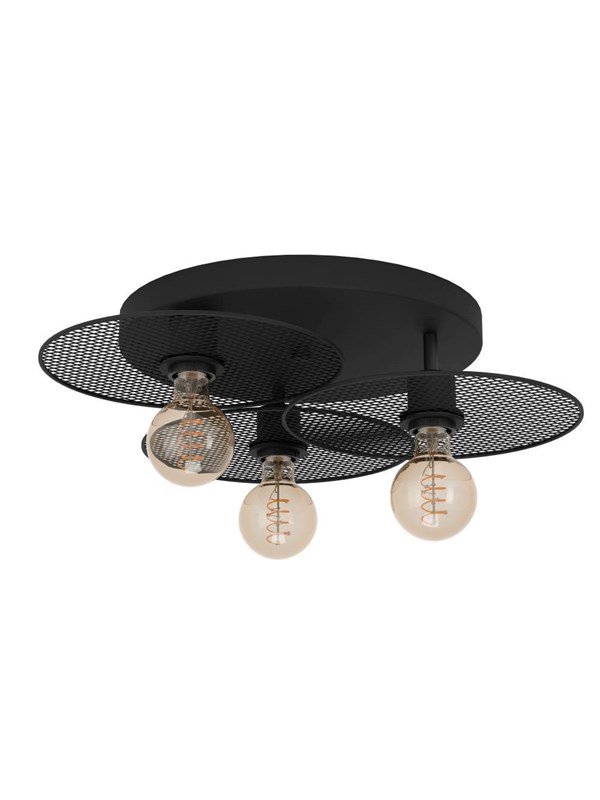 EGLO IKESTON TAKLAMPA 3L E27 SVART/BER