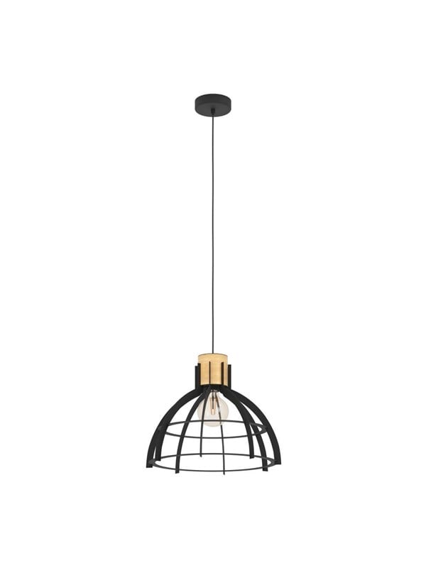 EGLO STILLINGTON PENDANT E27 SVART/TRÄ