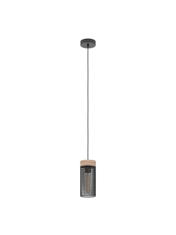 EGLO KILNSDALE PENDANT E27 SVART/TRÄ