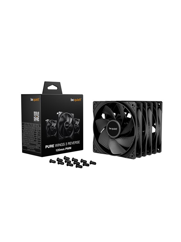 be quiet! PURE WINGS 3 120 Reverse (3-pack) - Chassi fläkt - 120mm - Svart