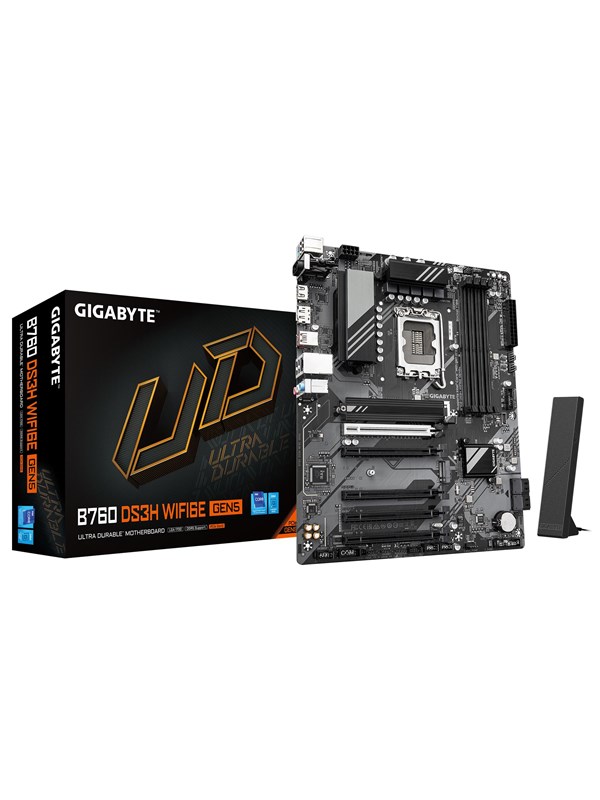 GIGABYTE B760 DS3H WIFI6E GEN5 Moderkort - Intel B760 - Intel LGA1700 - DDR5 RAM - ATX