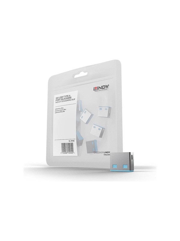 Produktfoto för Lindy USB Port Blocker - USB-portblockerare - blå (paket om 10)