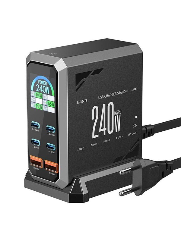 BlitzWolf BW‑S31 240W 6‑Port USB‑C + USB‑A PD Desktop Charger