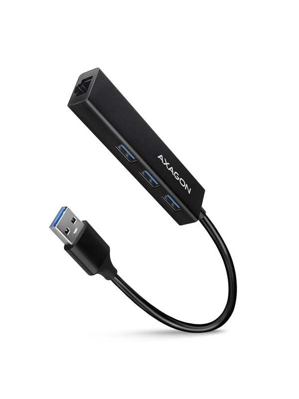 AXAGON SuperSpeed USB-A Hub with 3 USB Ports and Gigabit LAN USB Hub - USB 3.2 - 3 porte - Svart