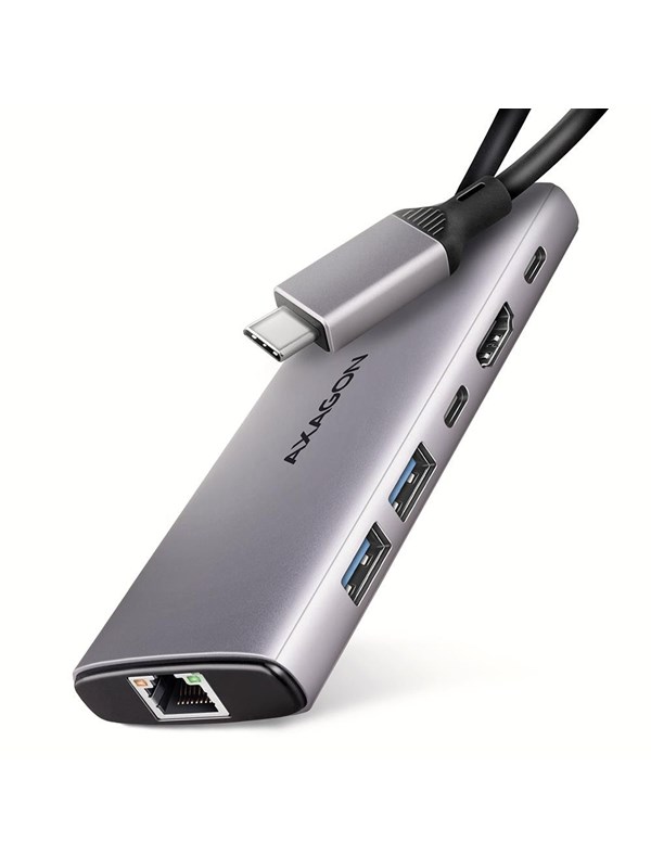 AXAGON Combo 6-in-1 USB-C 10 Gbps HUB USB Hub - USB 3.2 - 6 porte - Silver