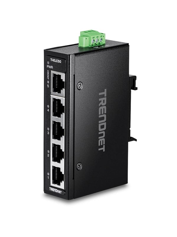 TRENDnet TI-ELC50 5-Port Industrial Fast Ethernet DIN-Rail Mini Switch