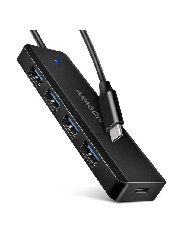 AXAGON SuperSpeed USB-C Travel Hub USB Hub - USB 3.2 - 4 porte - Svart
