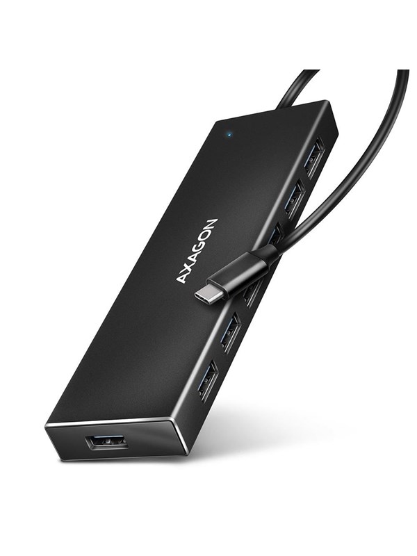 AXAGON SuperSpeed USB-C Flat Hub with 30 cm Cable USB Hub - USB 3.2 - 7 porte - Svart
