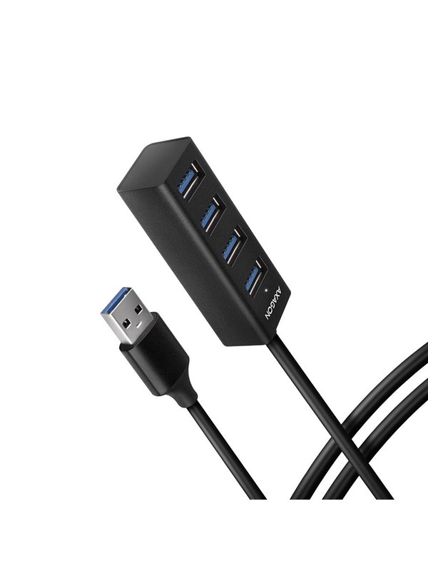 AXAGON SuperSpeed USB-A Mini Hub with 1.2 m Cable USB Hub - USB 3.2 - 4 porte - Svart