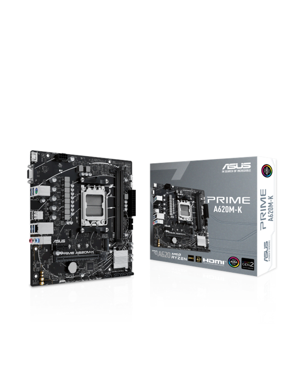 ASUS PRIME A620AM-K Moderkort - AMD A620A - AMD AM5 - DDR5 RAM - Micro-ATX