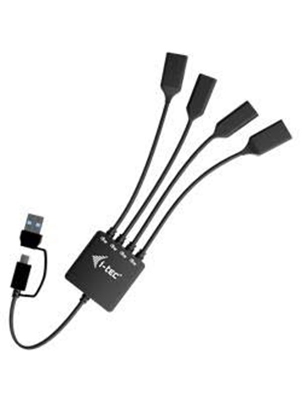I-Tec - hub - USB-C/USB-A cable - 4 ports USB Hub - 4 porte - Svart