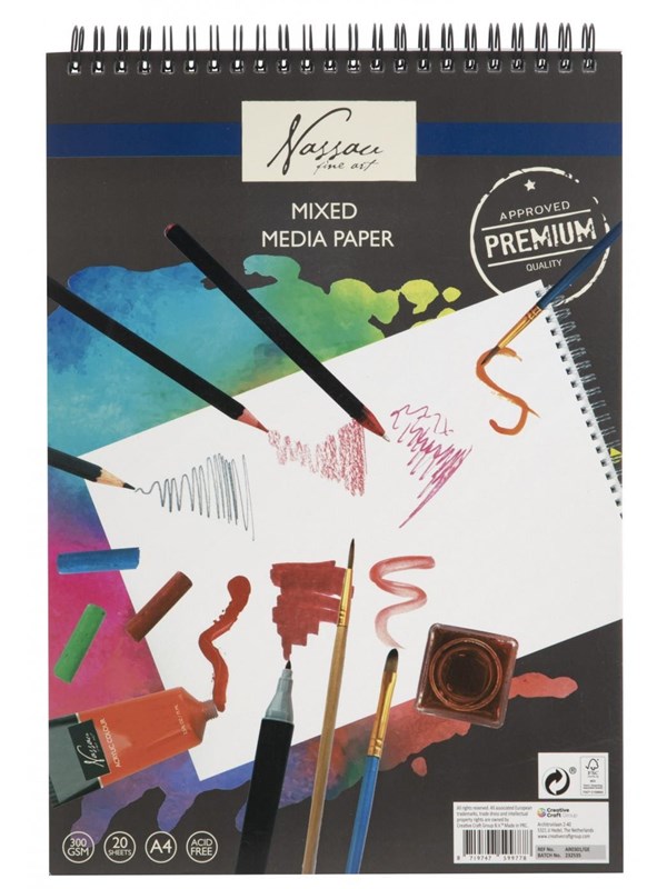 Creative Craft Group Mixed Media A4 pad 20 sheets. 300g.