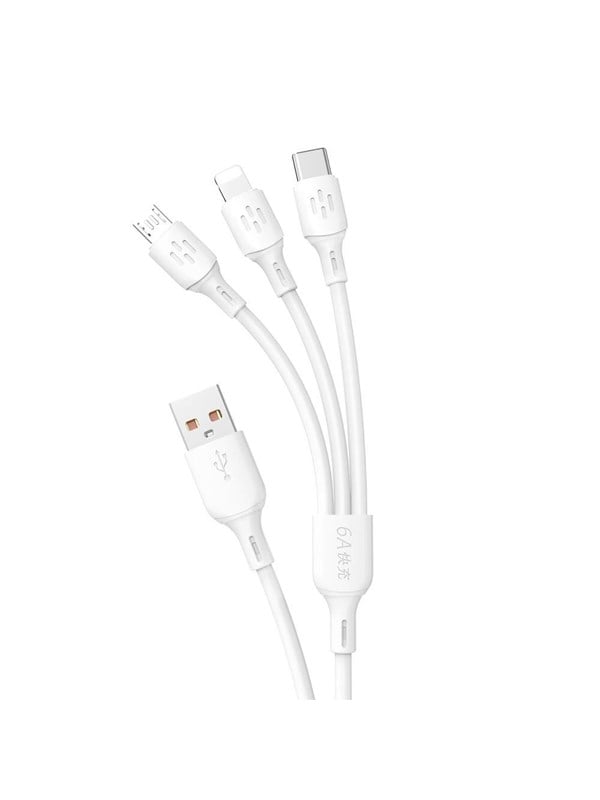 Produktfoto för Dudao 3in1 USB-A till USB-C, Lightning, microUSB kabel 6A 1.2m