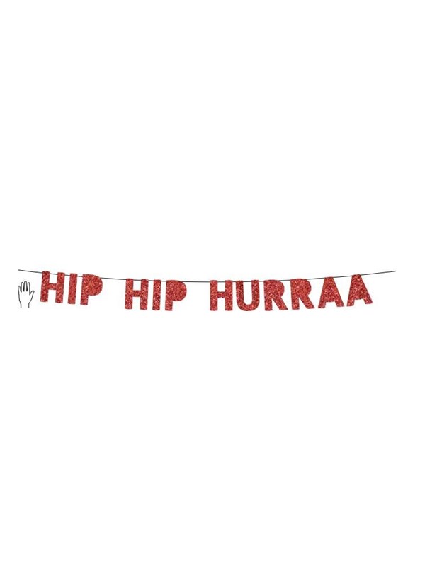 SCANSEASON Guirlande HIP HIP HURRA rød glitter