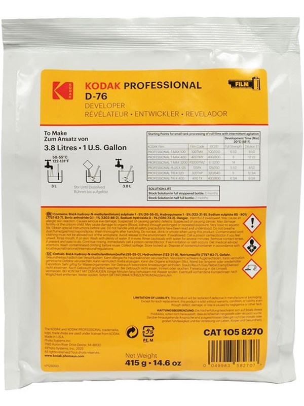 KODAK Professional D-76 Film Developer Powder To Make 3.8L