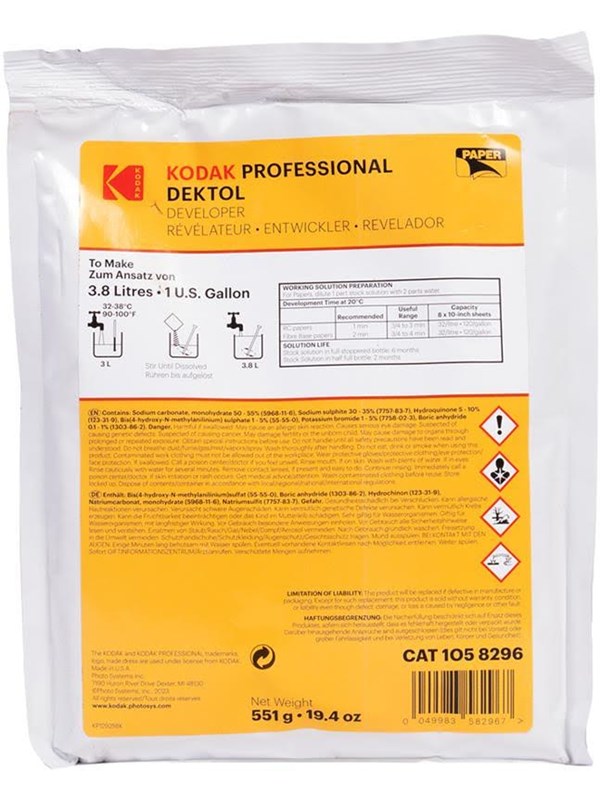 KODAK Professional Dektol Paper Developer Powder To Make 3.8L