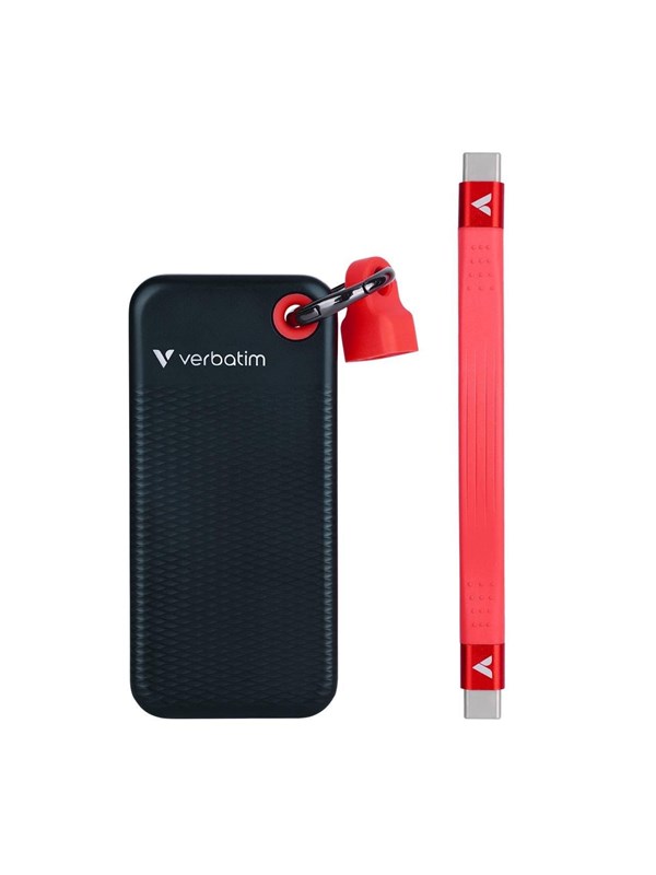 Verbatim Pocket SSD - 128GB - USB 3.2 Gen 2 - Svart / Röd