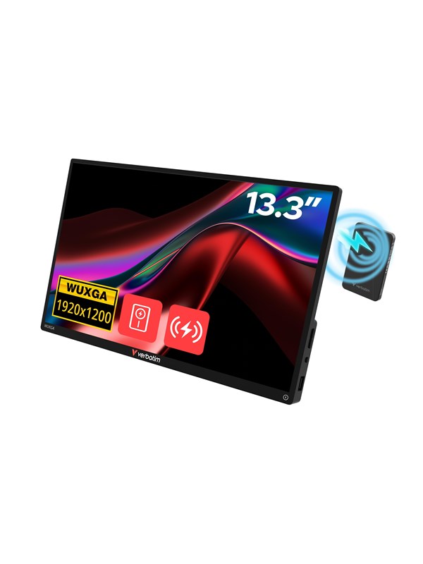 13" Verbatim Portable Touchscreen Monitor 13.3" WUXGA Resolution &amp; Wireless Power Supply