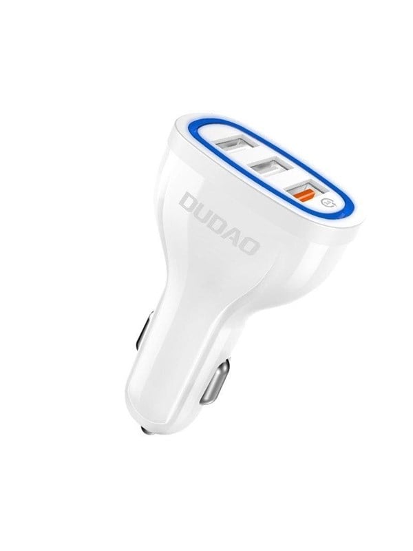 Produktfoto för Dudao universal Billaddare 3x USB snabb laddning 3.0 Vit