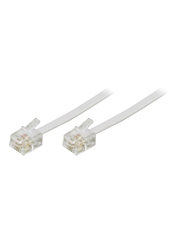 Deltaco DEL-163F - phone cable - 10 m - white - Vit - 10m