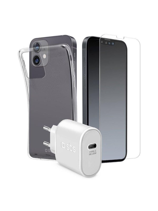 SBS set bestående av -laddare, mobilskal och skyddsglas för iPhone 13®